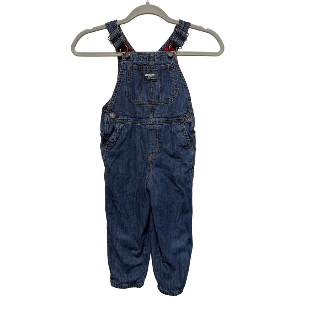 Osh Kosh Lined Red/blue check  overalls Size 4T
